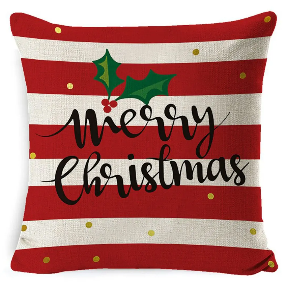

45X45CM Linen Christmas Pillows Case Bird Trees Garland Floral Print Cushion Case Livingroom Sofa Couch Decorative Throw Pillows
