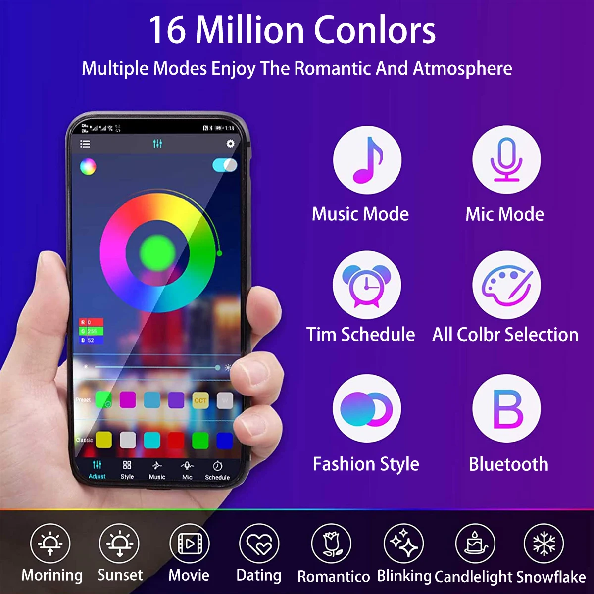 2021 Новое приложение Bluetooth СИД полосные осветители 24M RGB 5050 SMD лампа Гибкая лента 3M 6M
