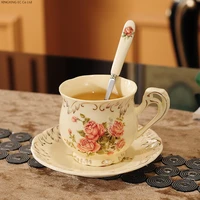 household small luxury tea set phnom penh rose coffee cup and saucer set british afternoon tea ceramic cup sugar bowl milk jug