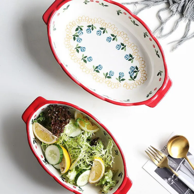 Тарелка для выпечки с красной вишней керамические обеденные блюда европейская