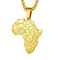 kpop national bordersafrican map necklace for men women stainless steel18k gold plated with customizable service travel gift