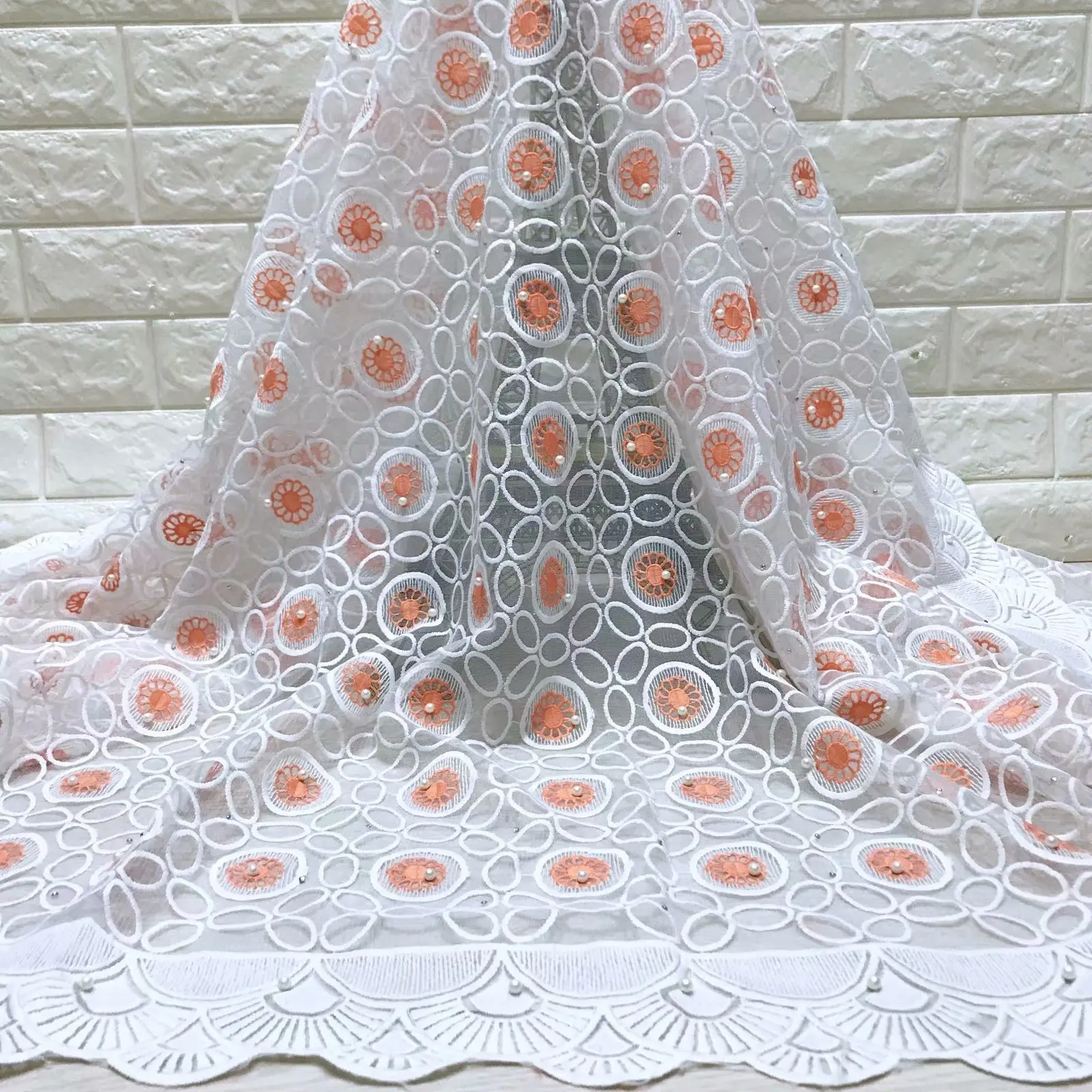 Красивая африканская кружевная ткань новинка 2019 Кружевное белое Сетчатое