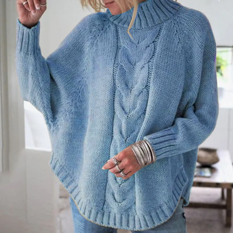 

Women's Pullover Sweater Loose Lazy Style Black Color Vintage Womens High Neck Sweater Sueter Aesthetic Spring and Autumn