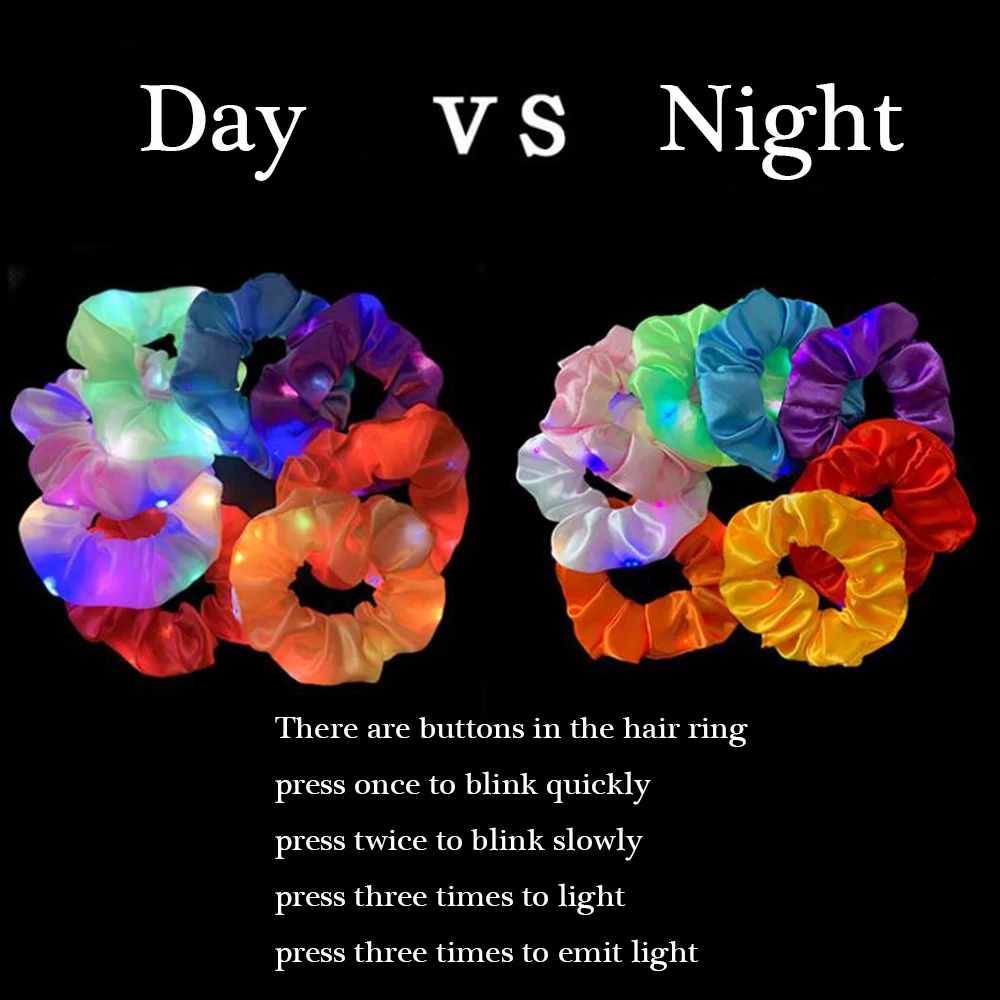 

LED Luminous Hair Bands Scrunchies Women Girls Headwear Hair Rope Simple Wrist band Rings Rubber Band Hair Accessories