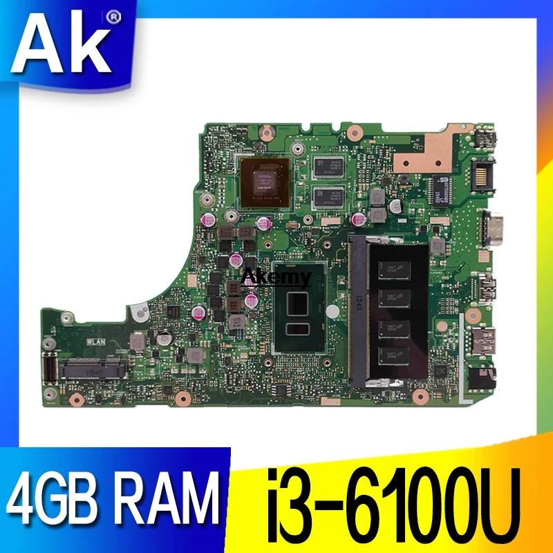 

X302UV motherboard I3-6100 CPU 4G RAM mainboard For ASUS X302U X302UV X302UA laptop motherboard 90NB0BM0-R00020 Tested Workin