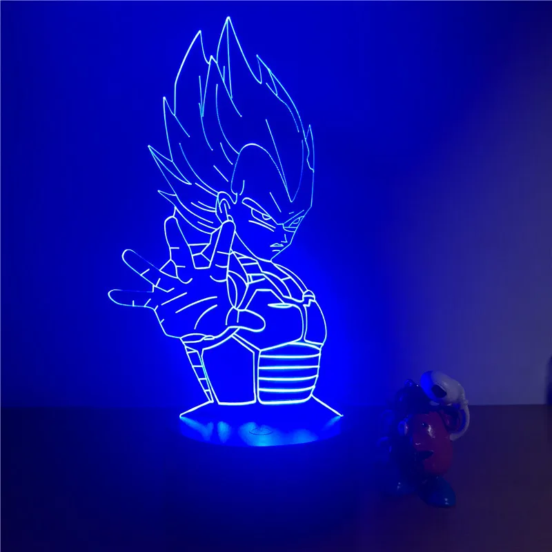 Dragon Ball Z Вегета ГОКу супер сайян, «Жемчуг дракона 3D светодиодный Ночной светильник 7 цветов сенсорный оптический Иллюзия фигурку настольная лампа украшения