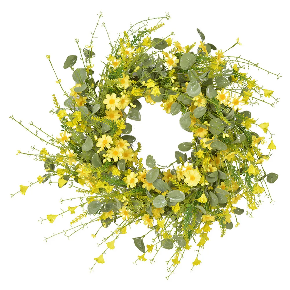

Искусственные цветы, венок, желтая Маргаритка, многофункциональная Свадебная подвесная гирлянда «сделай сам», имитация двери, декор для до...