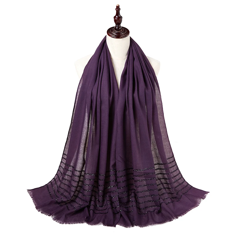 Plain Shimmer maxi cotton scarf hijab solid Fringed shawls glitter muslim long muslim head wrap turbans scarves/scarf 10PCS/LOT