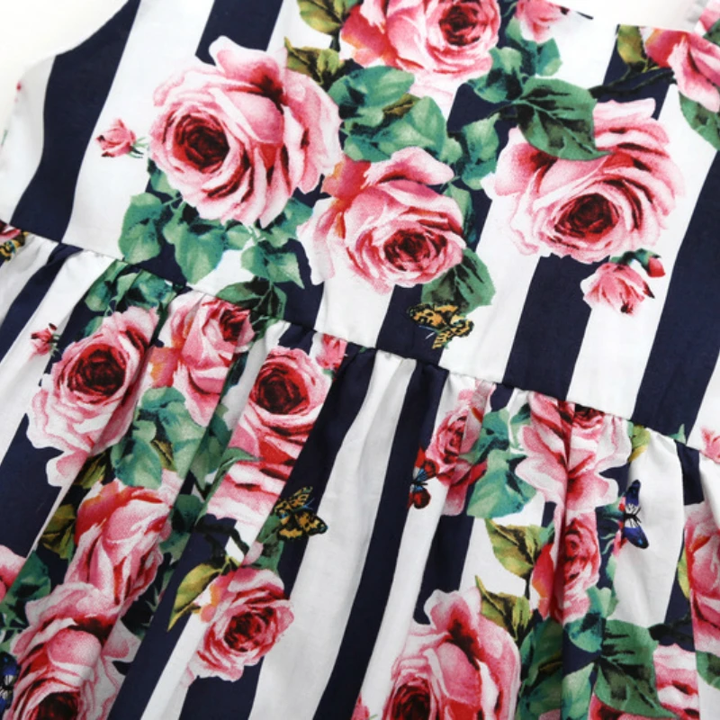 Новое летнее платье принцессы с принтом для девочек Рождественское праздничное