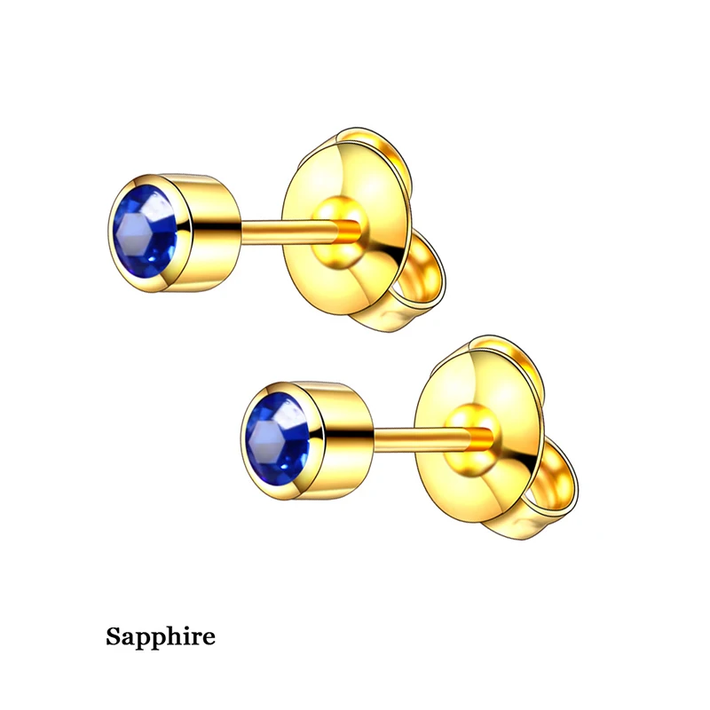 Серьги гвоздики из нержавеющей стали с круглыми кристаллами 2 мм|Серьги-гвоздики|