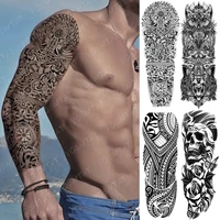 full arm waterproof temporary lasting tattoo demon hell totem symbol wolf eagle lion skull horror art tatoo sticker man