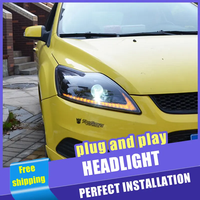 2 шт. автомобиль Стиль светодиодный фары для Ford Focus 2009 2013 налобный фонарь DRL