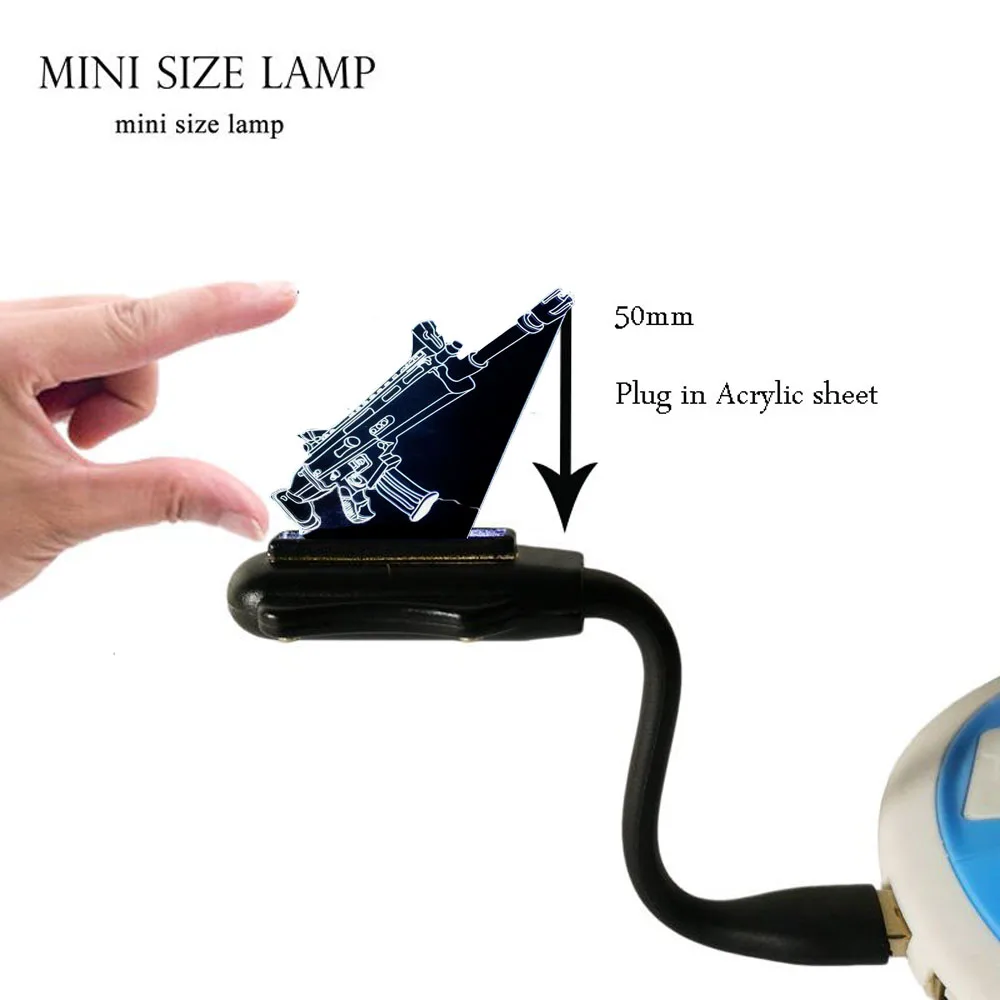 MINI Lamp Новинка, 3D лампа, крутая битва, королевская игра, PUBG, TPS, SCAR-L, 7 цветов, сменный Настольный светодиодный светильник, Ночной светильник, иллюзия для мальчиков, подарок на Рождество - Испускаемый цвет: MINI Lamp