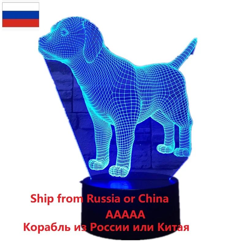 

Милая новая собака 3D светодиодный ночник 7 цветов мигающий сенсорный Usb Иллюзия настроение лампа USB Освещение для сна детские подарки на ден...