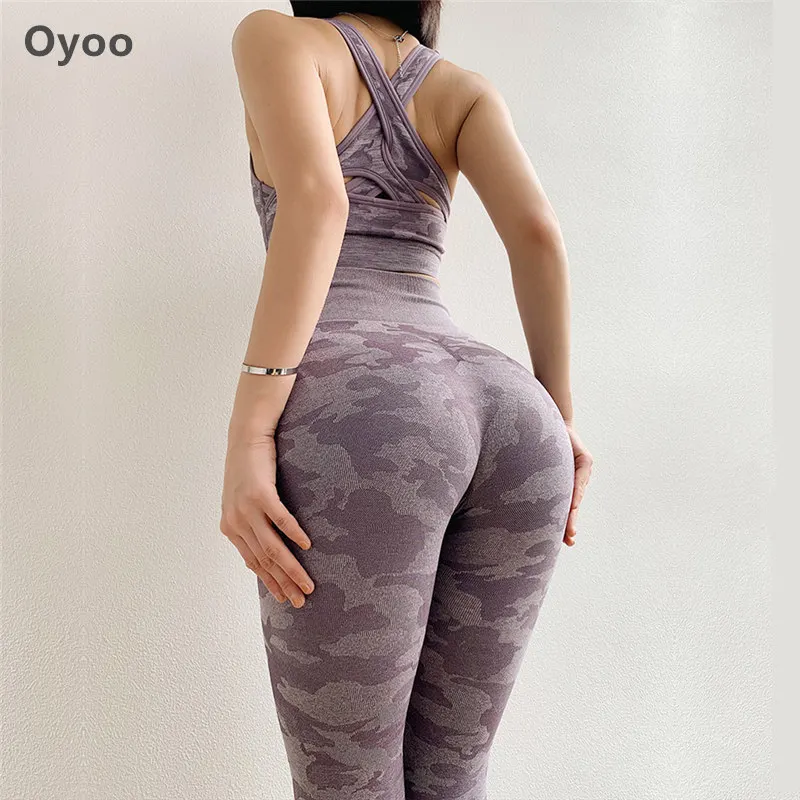 Бесшовный Камуфляжный комплект для йоги Oyoo камуфляжный спортивный костюм из 2