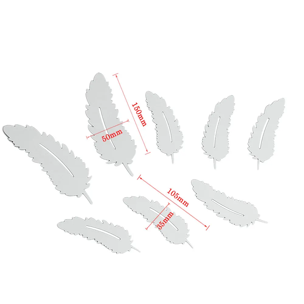 SOLEDI Креативные 3D зеркальные наклейки с перьями 8 шт. детский домашний декор на