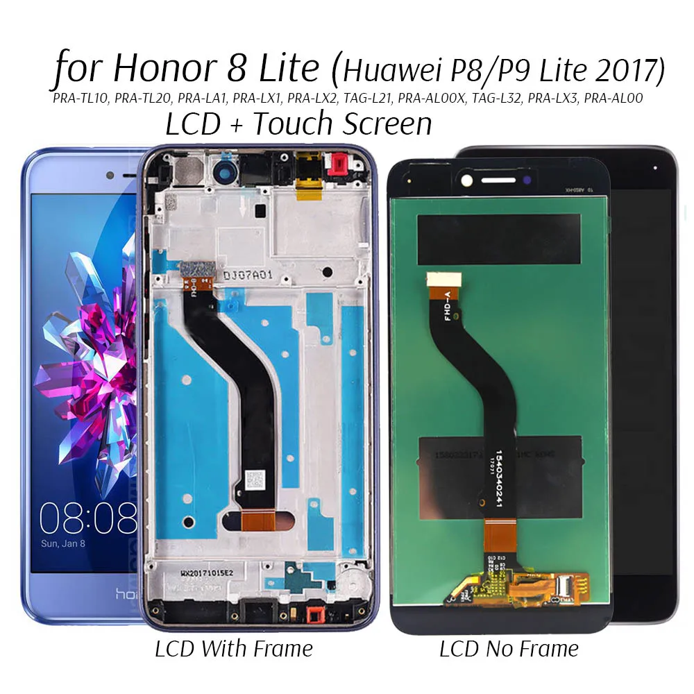 

Дисплей для Honor 8 Lite PRA-TL10, ЖК-дисплей, сенсорный экран, Замена для Huawei P 8/P9 Lite 2017 PRA-LA1/LX2, ЖК-экран протестирован