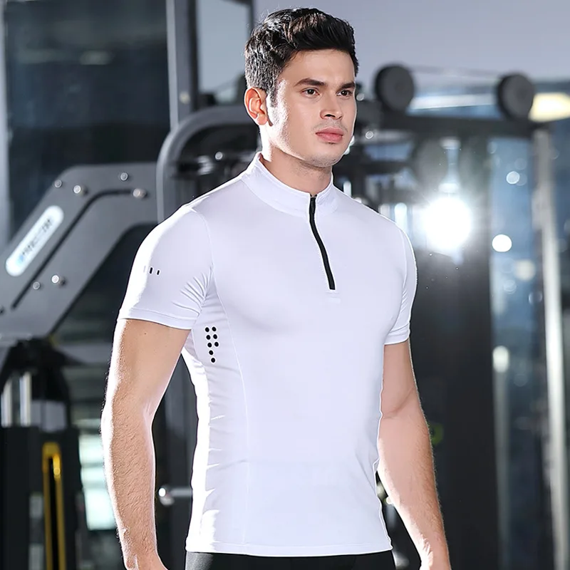 

2021 New Summer Solid Color Fitness Clothes Men's Quick-drying Short-sleeved Sports T-shirt Quick-drying Sweating Running Shirt