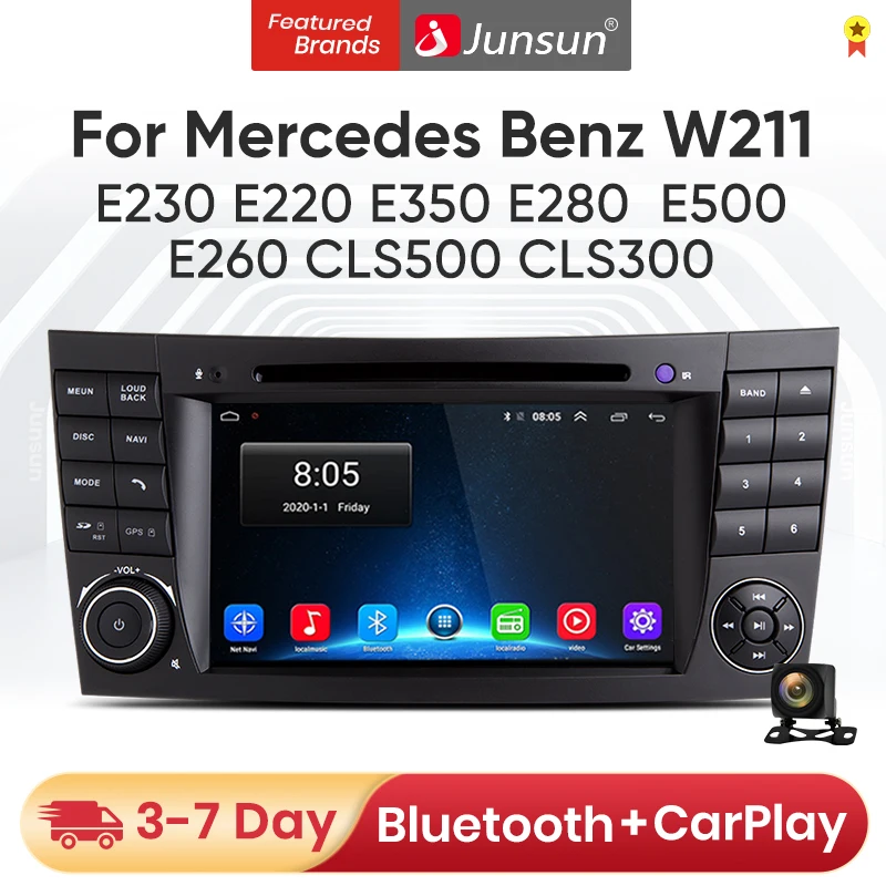 Junsun Android 10 2 + 32 автомобильный радиоприемник для Mercedes Benz CLS500 КЛАСС E 220 500 280 350 200 W211