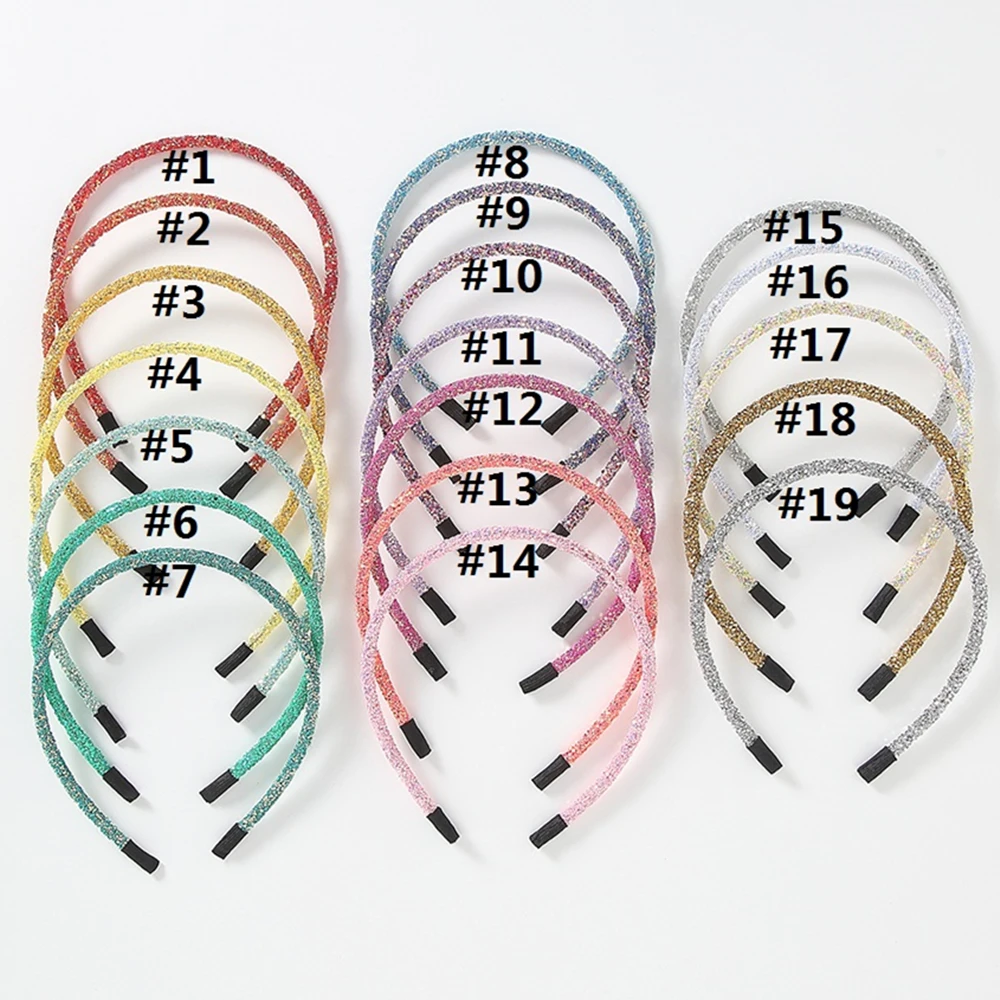 

19pc Girls Glitter Scrunchies Girls Party Fashion Headbands Sequins Bling Bling Headband Sweet Kids Hair Accessories Head Hoop