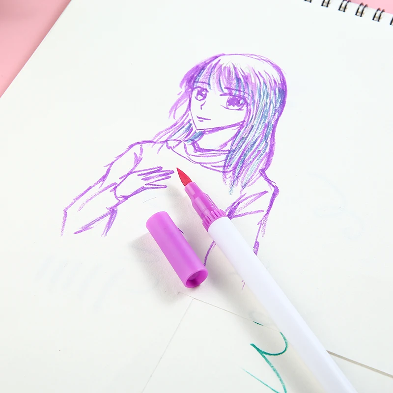 

12pcs/set Watercolor Art Markers Non-toxic Brush Pen Set 0.4mm Dual Tip Colorful Sketching Markers Manga Drawing Painting Tool