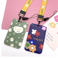 women men flower id card credit card holder bank case student bus card cover protact case visiting door