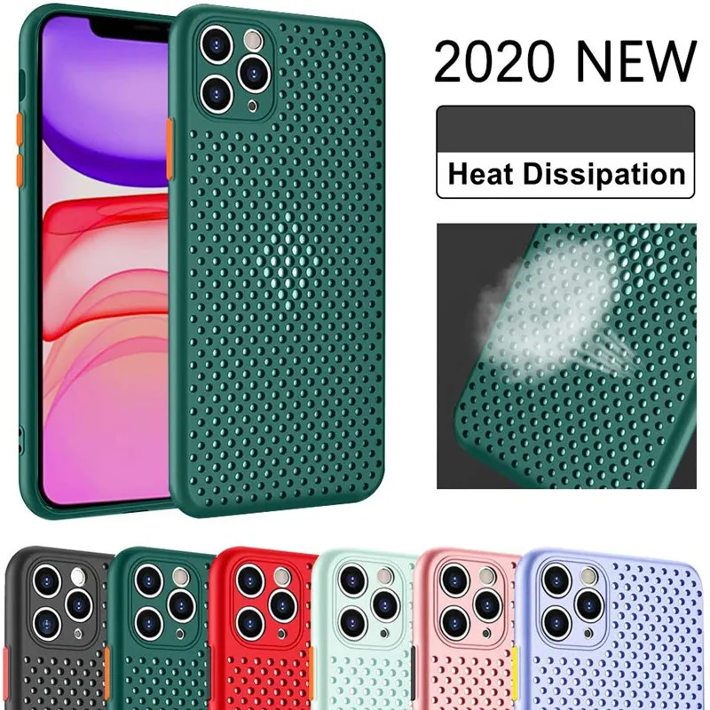 

hot Dissipation Breathable Cooling Phone Case For iPhone 11 12 Pro Max Mini XS XR X 8 7 Plus SE2 Slim Soft Silicone Back Cover