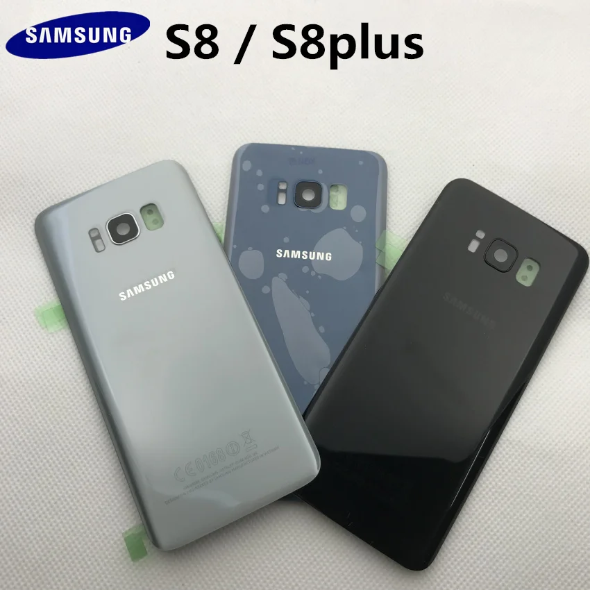Оригинальное заднее стекло samsung S8 G950 G950F/S8+ G955 G955F S8 Plus корпус крышка батареи задняя крышка чехол с наклейкой