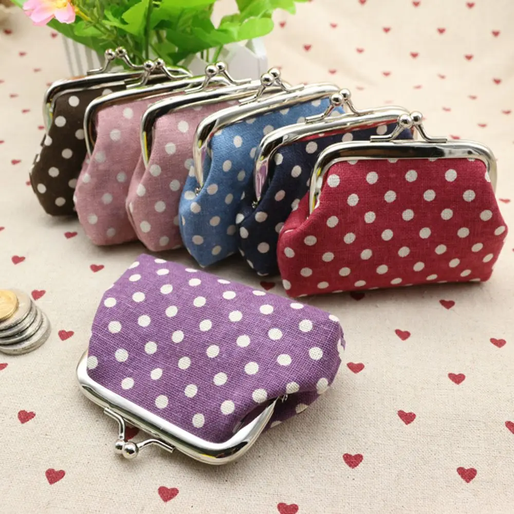 

1PC Cute Women Ladies Small Mini Coin Purse Dots Print Hasp Wallet Holder Girls Handbag Bag