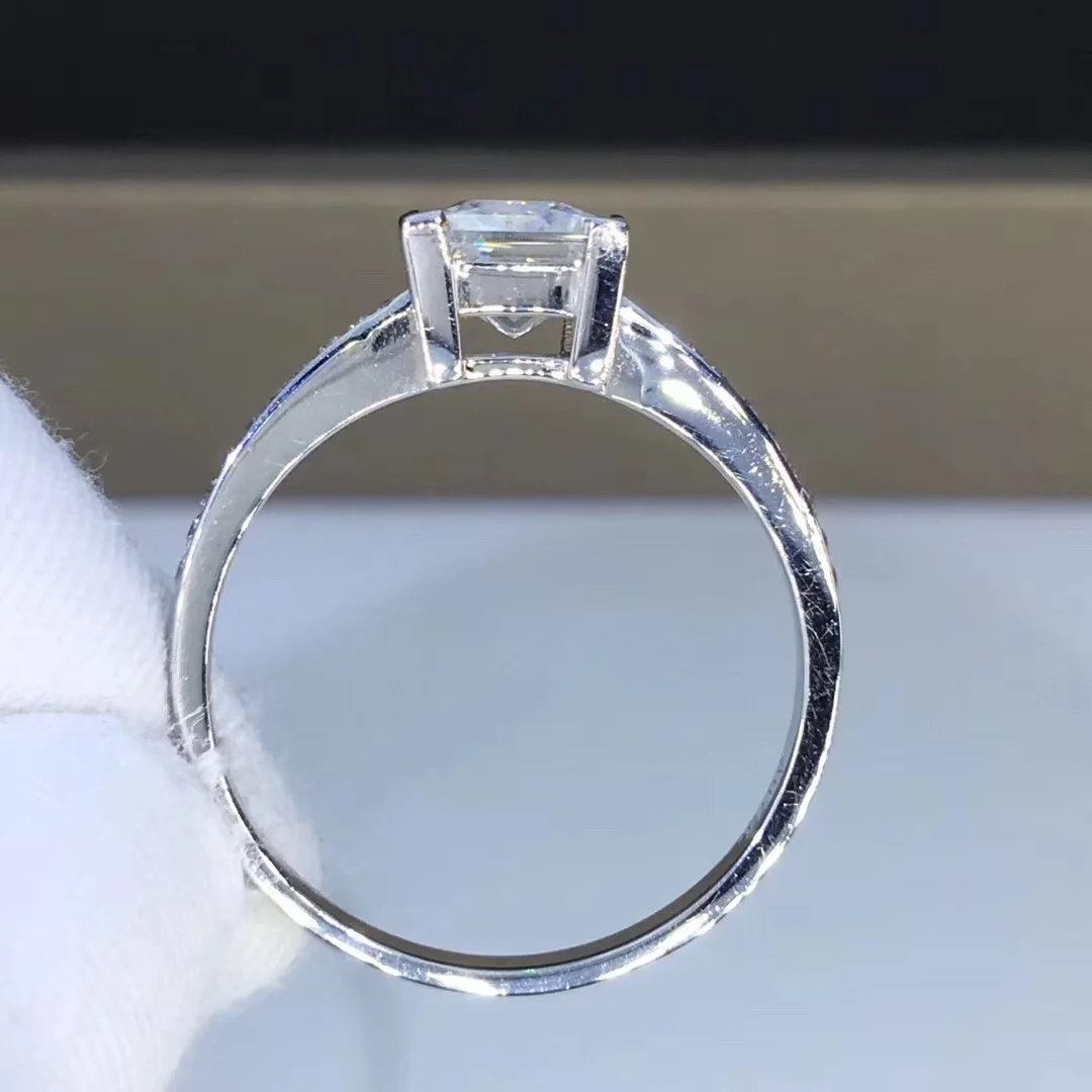 Стихи еврей магазин принцесса площадь белого золота Moissanite кольцо 1ct D VVS роскошное Moissanite свадебное кольцо для женщин