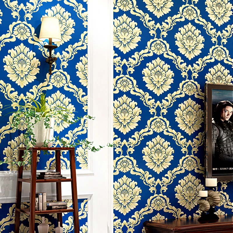 

European Damask 3D Floral Wall Papers Home Decor Waterproof PVC Decoration Chambre Living Room Background Walls Mural