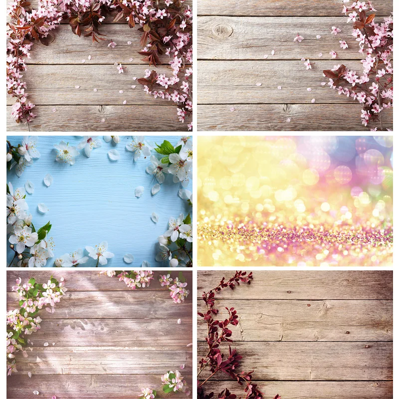 

SHENGYONGBAO Art Fabric Photography Backdrops Flower and wood Planks Theme Photography Background DST-1029
