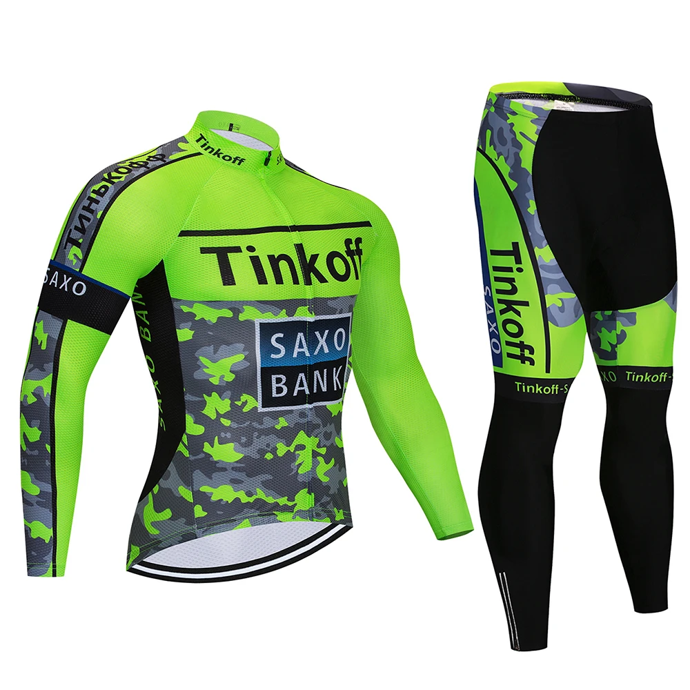 Tinkoff длинный рукав Велоспорт Джерси Брюки Велосипедный спорт Велоспорт осенняя одежда комплект одежды Ropa Ciclismo 19D силикон