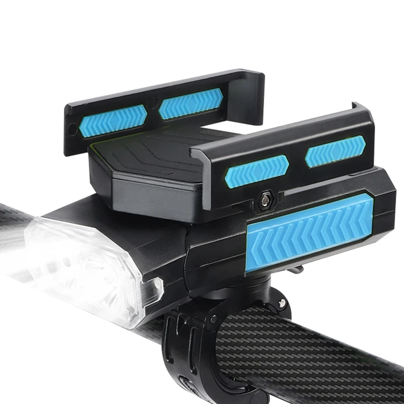 

Multi-Function 5 in 1 Bicycle Phone Holder with 4000 MAh Mobile Power Phone Mount Bike Horn Riding Bicycle Light