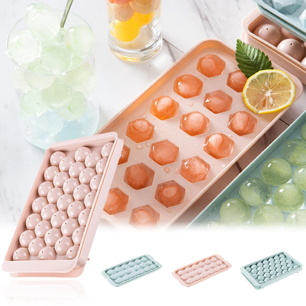 

Silicone Ice Tray 33 Grid 3D Round Ice Molds with Lid Home Bar Party Use Round Ball Ice Cube Makers Kitchen DIY Ice Cream Mould