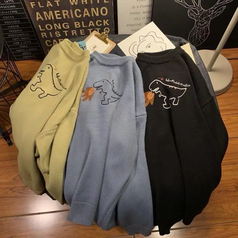 

Cartoon Autumn and Winter Crew Neck Sweater MEN 'S Loose Ins T-shirt Trend Lovers