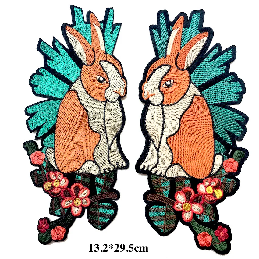 1 пара модных классный кролик с цветами нашивка аппликация значок одежда патч
