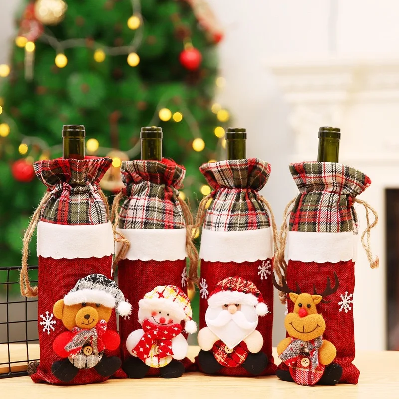 Новогодняя сумка для винных бутылок 2020 с Санта Клаусом Рождественское украшение