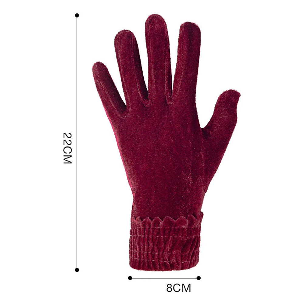 

Velvet Windproof Gloves Warm Fashion Lady Solid Winter Soft Thermal Mitten Comfortable Gloves Woman Driving Gloves