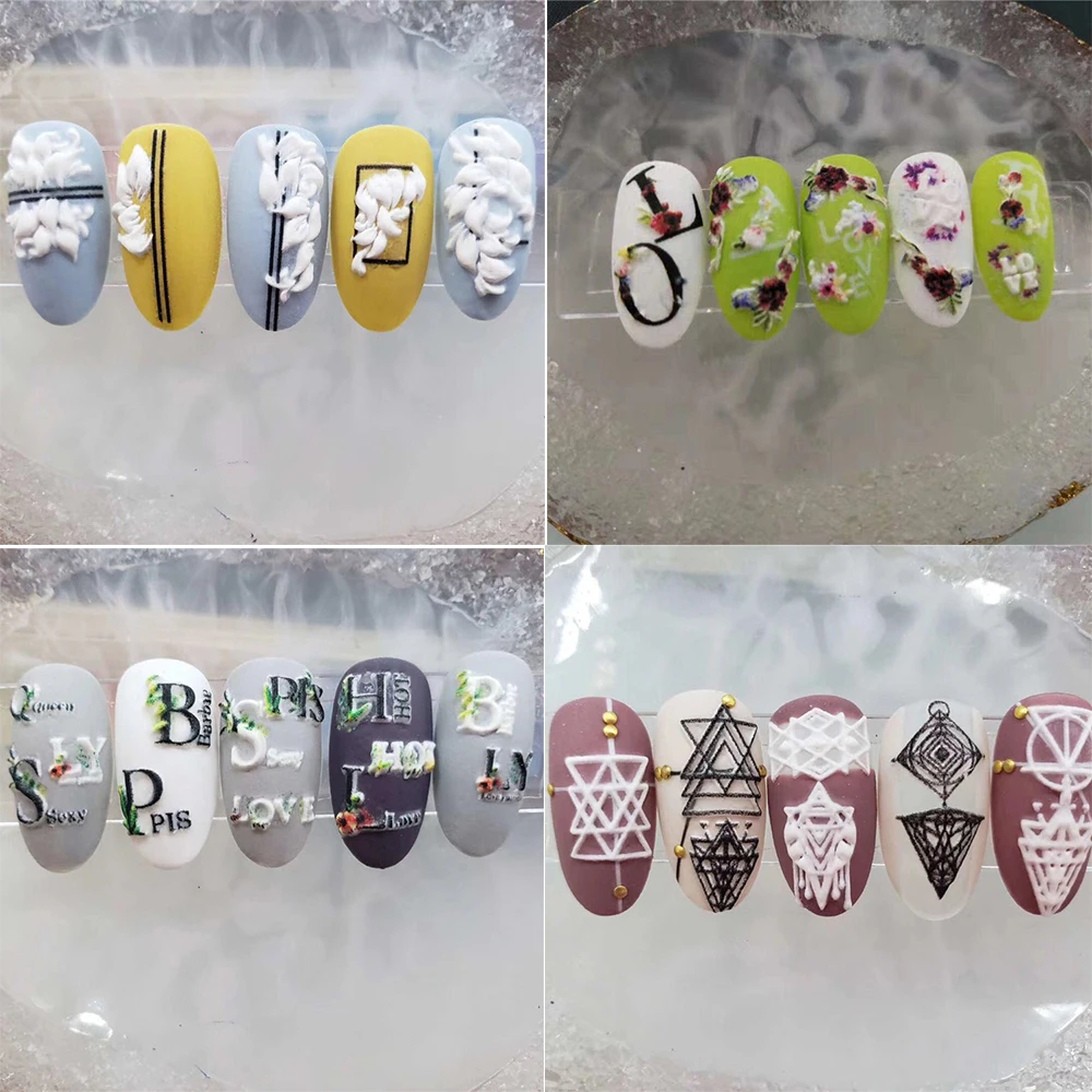 Горячая Распродажа 3D новые акриловые гравированные наклейки для ногтей черная