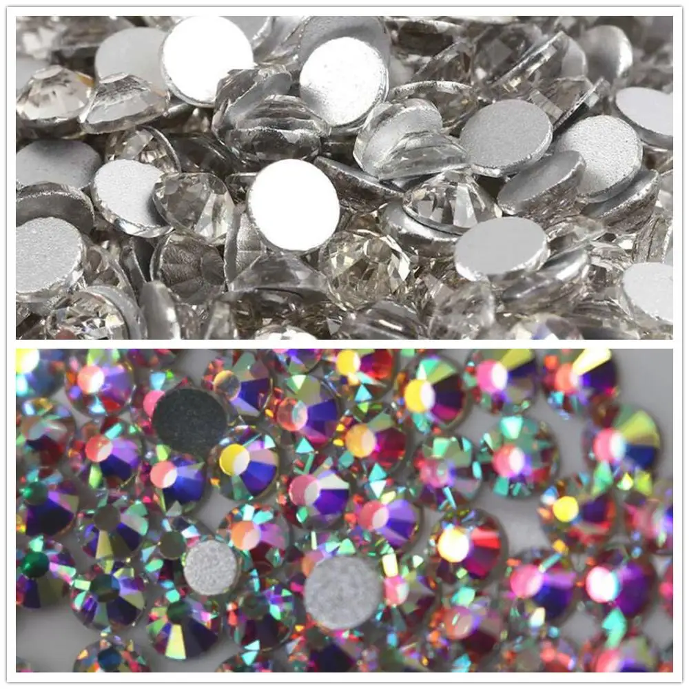 TOP Glitter Crystal AB Rhinestones SS3-SS50 Non Hot Fix FlatBack Strass Sewing & Fabric Garment Nail Art Rhinestones Decorations