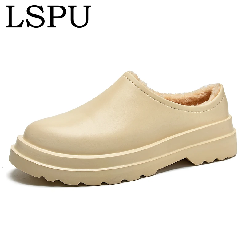 

2021 Winter New Arrivals Waterproof Add Plush Men Slippers Slip On Warmth Tip Binding Men Cotton Shoes Plus Size 39-46