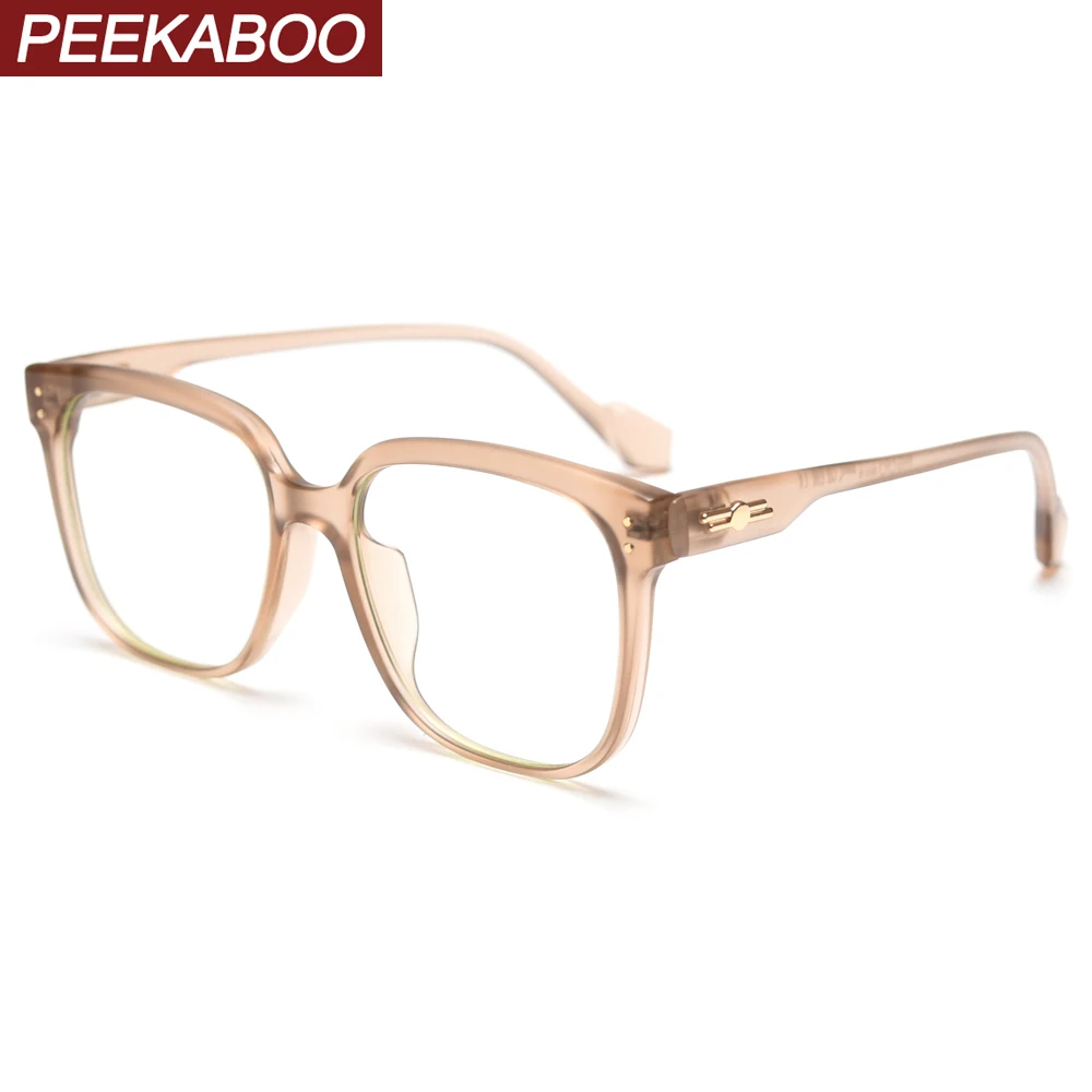 

Peekaboo fashion eyeglasses for men korean style clear lens TR90 big frame male square glasses female brown leopard gifts