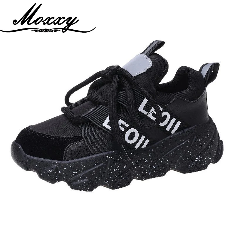 

2021 New Women Chunky Sneakers Fashion Lace Up Vulcanized Shoes Basket Femme Black Casual Dad Platform Sneakers Women Shoes