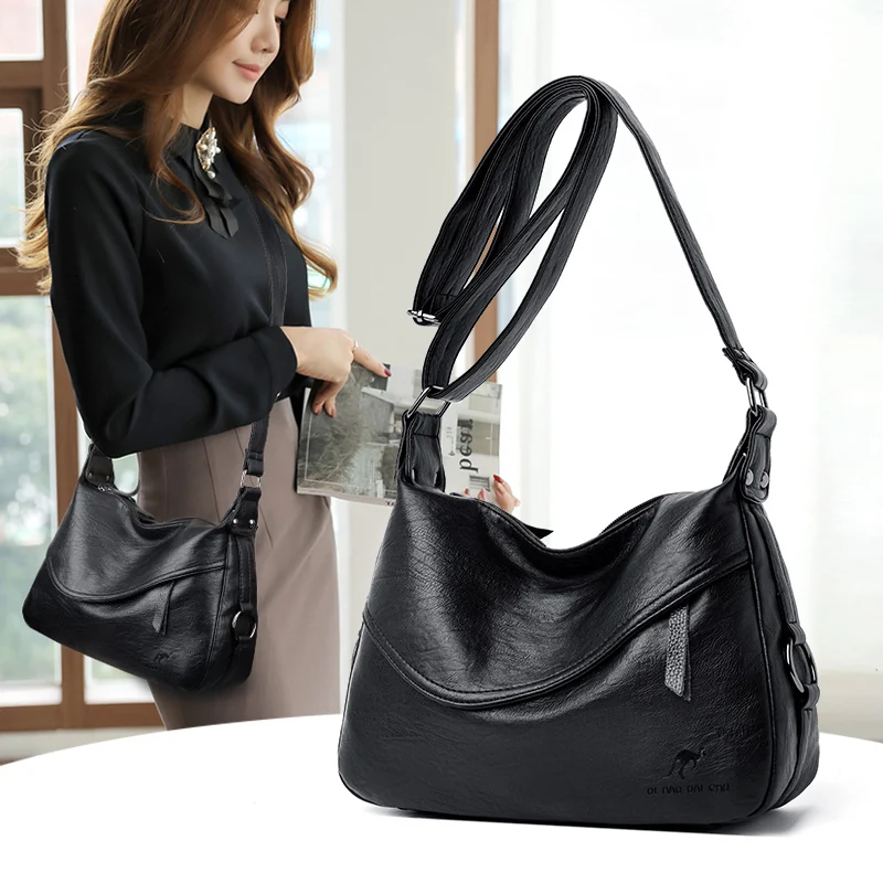 2019 новая женская сумка через плечо кожаная модная повседневная однотонная