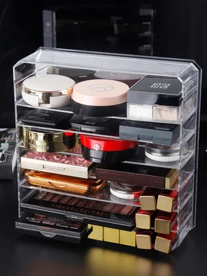

Eyeshadow Palette Organizer Powder Cake Storage Box Makeup Tools Holder Compartment Transparent Plastic Drawer Storage