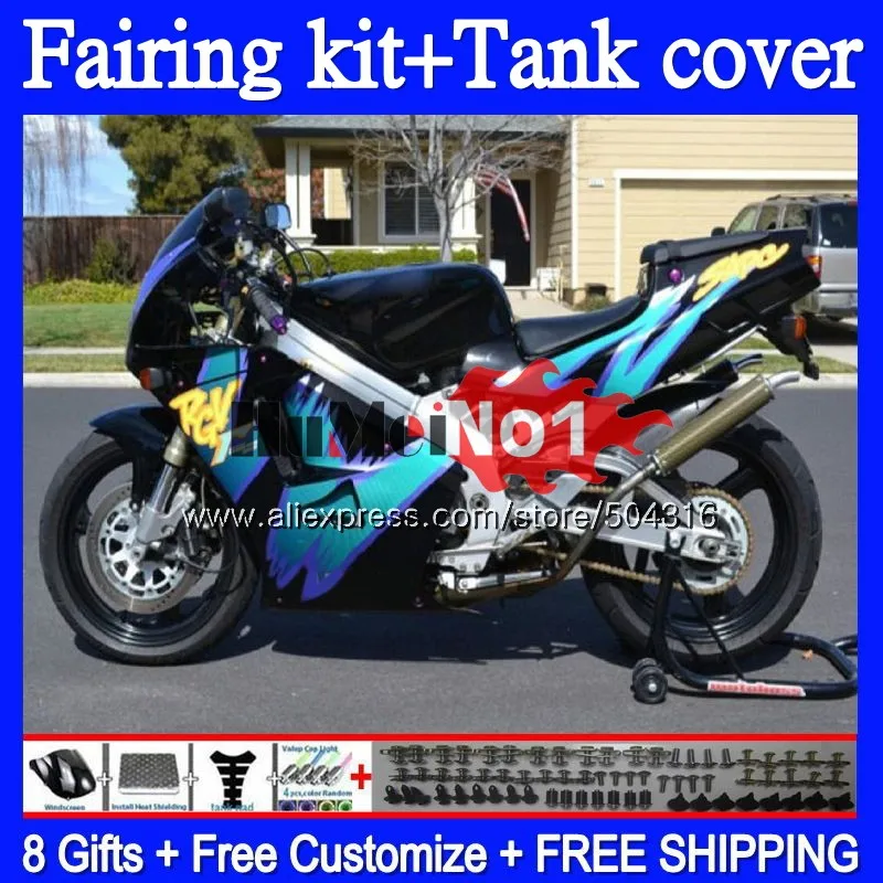 

+Tank For SUZUKI RGV 250 VJ22 RGVT250 SAPC 1995 1996 97 98 91MC.90 Black Blue RGV-250 VJ23 23 RGV250 95 96 1997 1998 Fairings