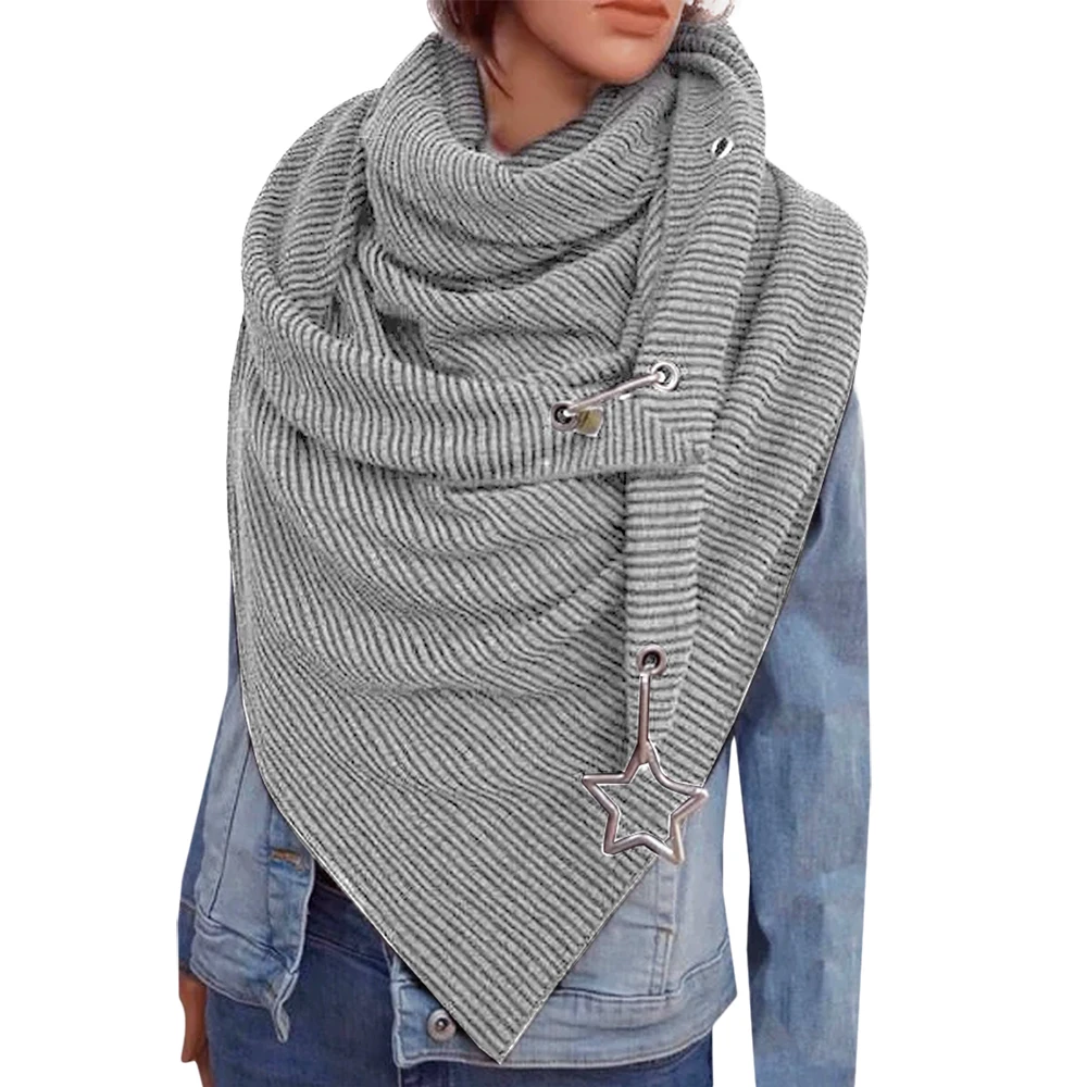 

Fashion Button Soft Wrap Warm Scarves Wrap Stole Shawls Casual Women Accessories Fashion Scarves Female Scarf