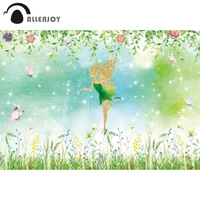 allenjoy green elves fairy backdrop photography spring flower grassland birthday party background decor banner photo booth props