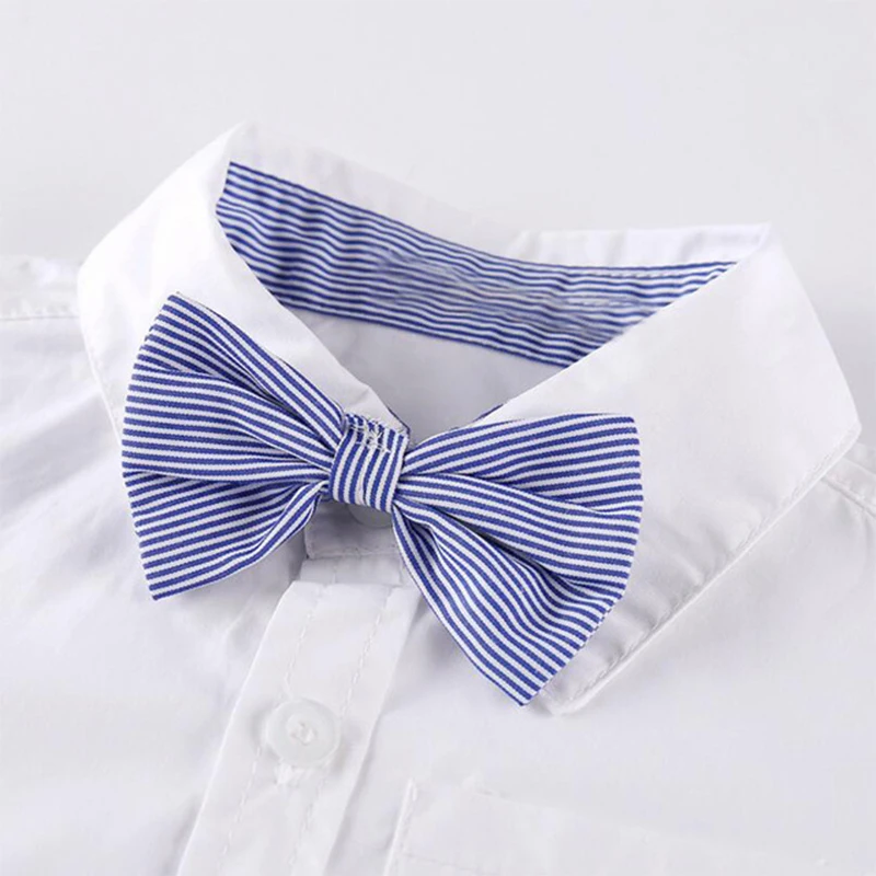 2020 Baby Boy Gentleman Sets White Cotton Shirt+ Beige suspenders Pants 2PCS Outfits Bebes Suits for 18M 24M 3T 4T |
